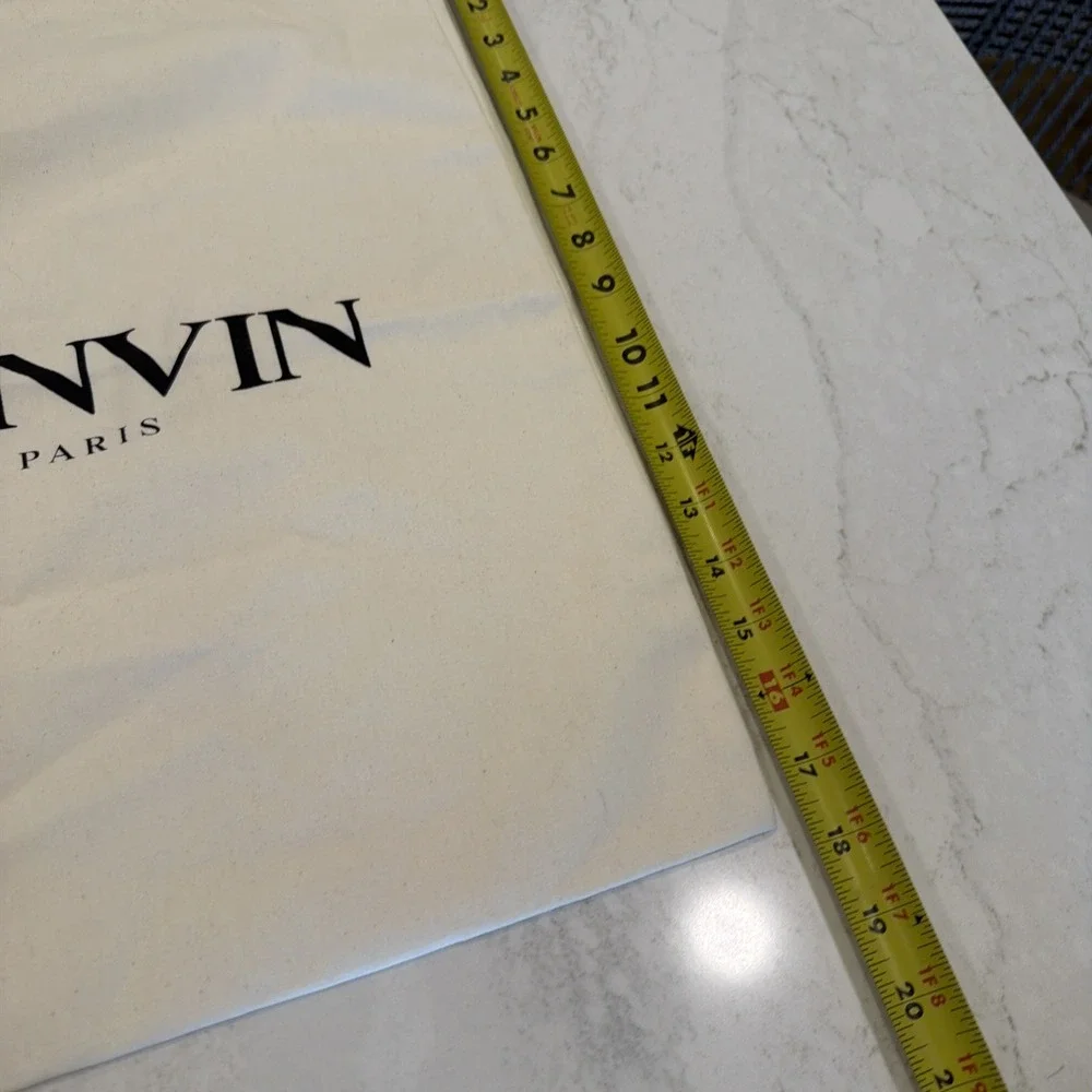Lanvin Paris cream-color cloth drawstring gift bag 15x18 New